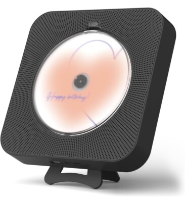 Rechargeable Cute CD Player with Blutooth 5.0; Portable Music Player（black)