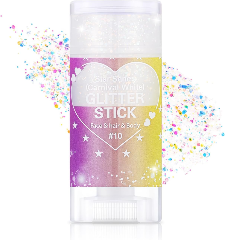 Carnival White Body Glitter Stick,Sparkle Face & Hair Glitter Makeup