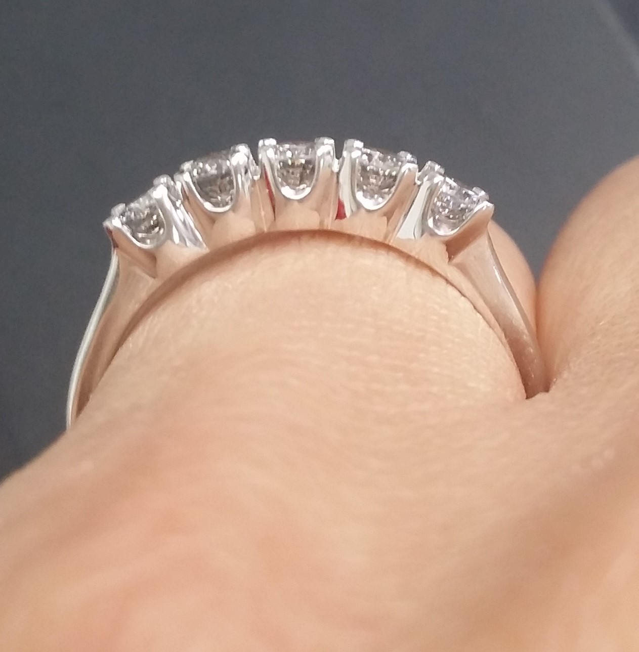 Pre-owned Handmade Steal Deal 1.05 Carat Natural Diamond Five Stones Wedding Band Ring 14k Gold In White