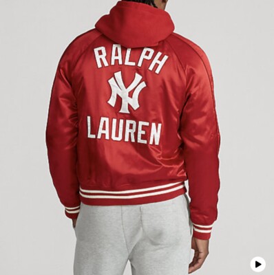 Pre-owned Polo Ralph Lauren Ny Yankees Baseball Jacket Red Large L