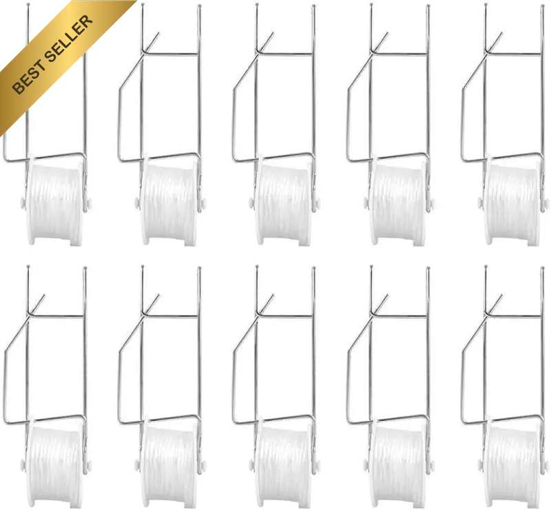 10Pack Tomato Trellis Roller Hooks for Climbing Plants, Adjustable Overhead Supp