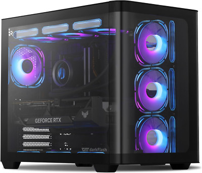 ATX Mid-Tower Gaming PC Case, Back Plug-In BTF Motherboard, with 4 ARGB Fans Com