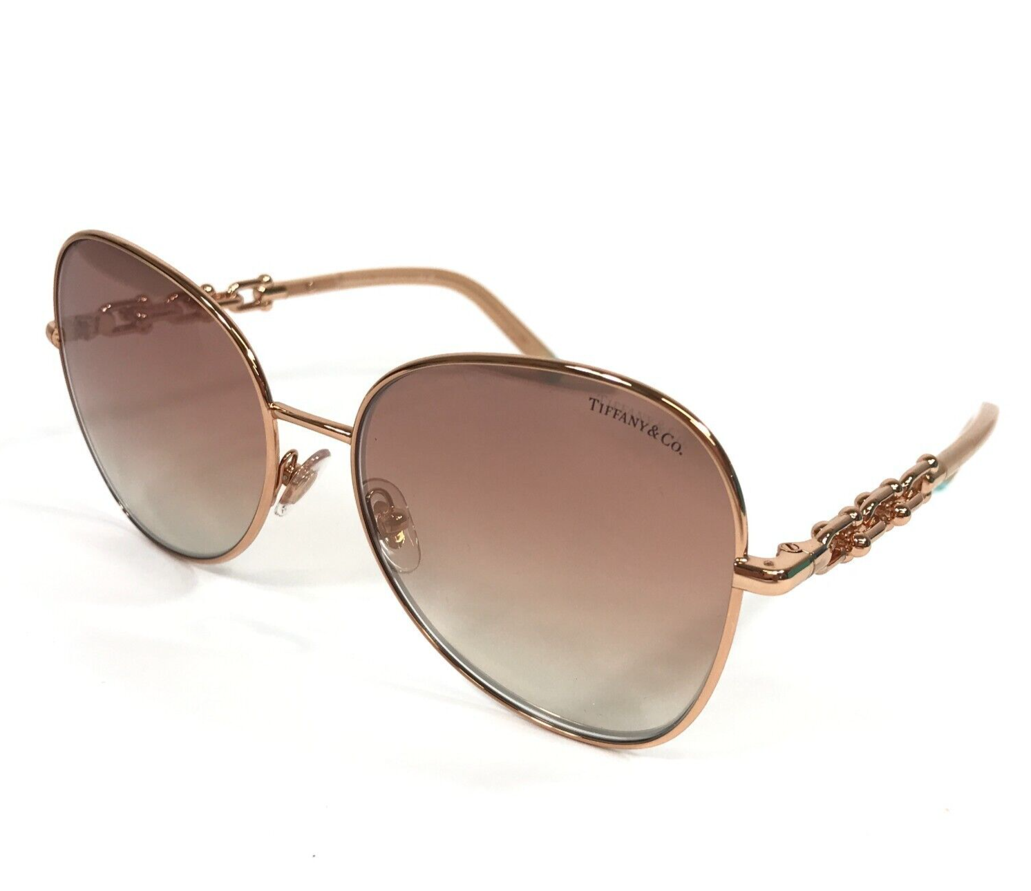 Pre-owned Tiffany & Co . Sunglasses Tf3086 6105/3n Gold Butterfly Mirrored Lenses 57-17-140 In Pink