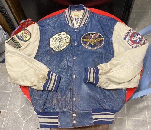 Vintage Avirex Leather Varsity Sports Jacket New York Medium