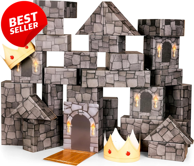 National Geographic Jumbo Cardboard Building Blocks 30Pc Kids Castle Play - US