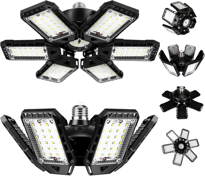 LED Garage Lights Bulb 2 Pack -180W, 18000LM 6500K Led Shop Light with 6+1 Defor