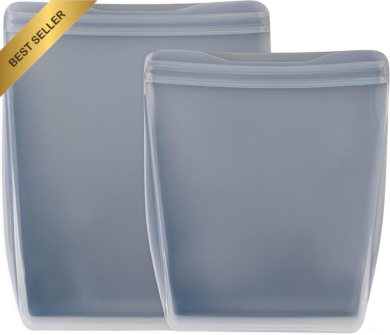 Porter Silicone Reusable Storage Bags, Stand-Up Variety 2 Pack (36Oz, 50Oz), Sla