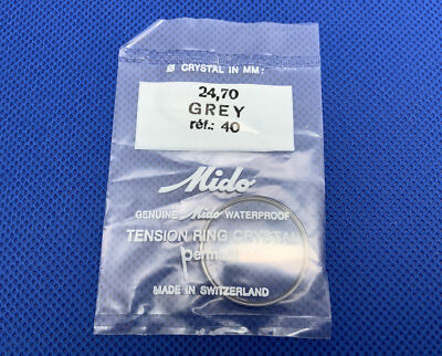 Mido 24.70 Ref 40  Grey Crystal W/ Tension Ring Waterproof. Sealed. NOS 03-50 L