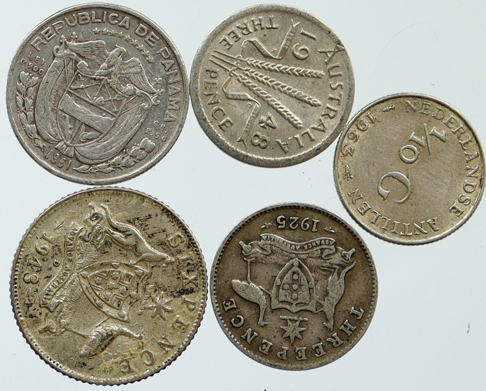 コレクション Great Historic Silver Coins of the world Lot of 5 Silver WORLD COINS Authentic Collection Vintage