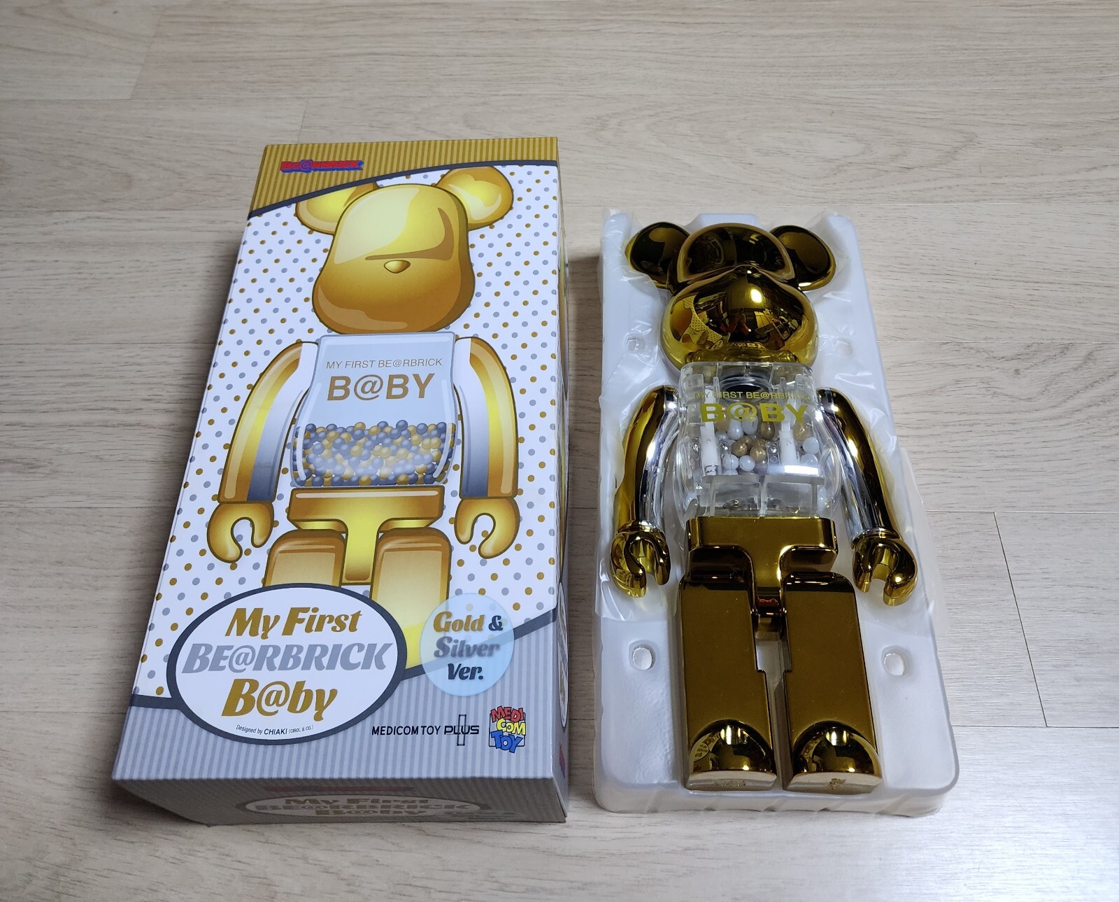 BEARBRICK My First Baby Gold & Silver 400% Medicom Toy Be BEARBRICK My First Baby Gold & Silver 400% Medicom Toy Be