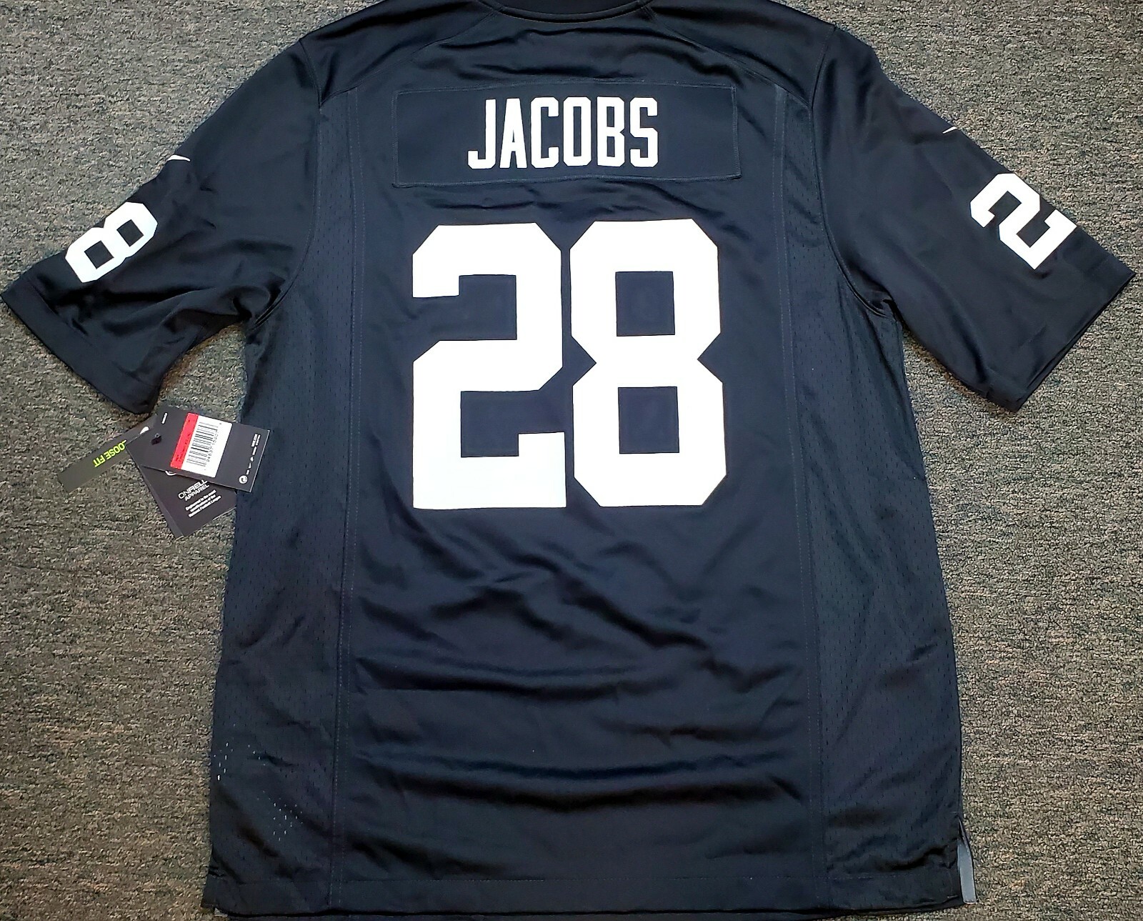 LAS VEGAS RAIDERS JOSH JACOBS #28 NIKE GAME JERSEY MENS NWT