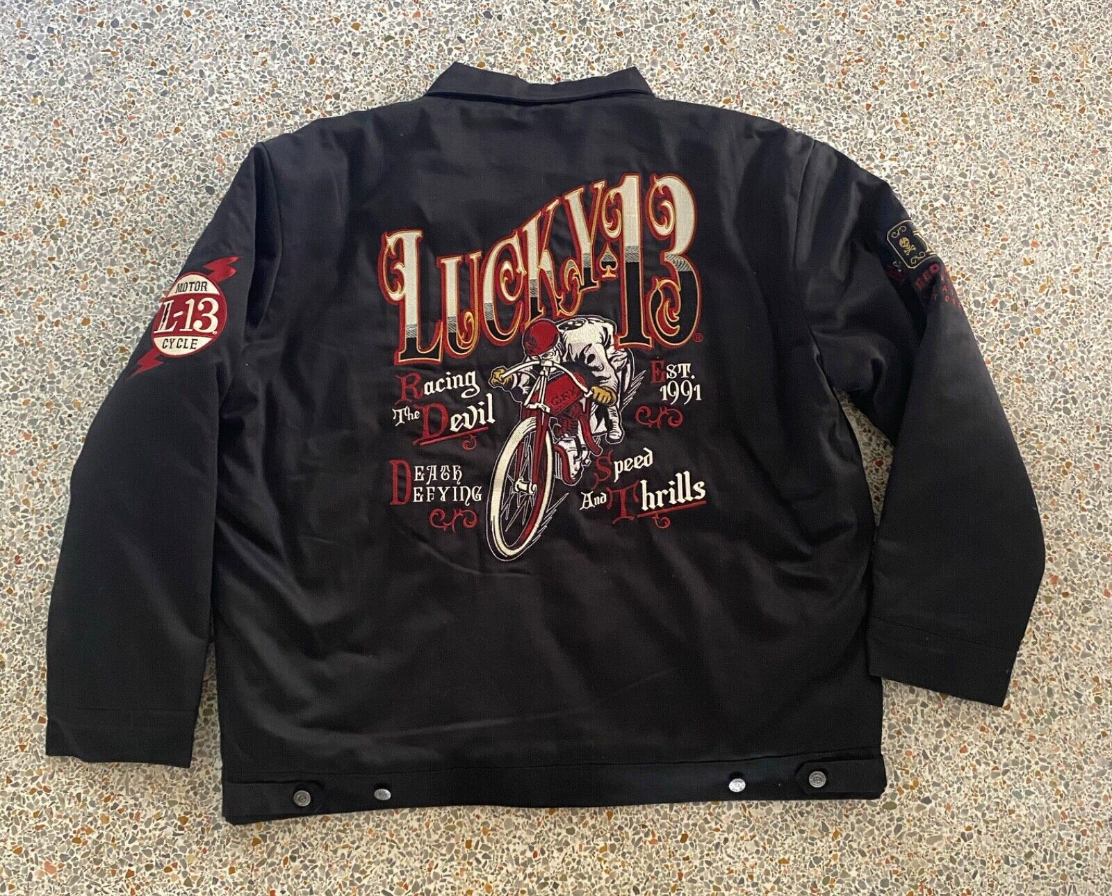 Lucky 13 Men's Jacket Coat 3XL Racing The Devil NOS Hot Rod Lucky 13 Men's Jacket Coat 3XL Racing The Devil NOS Hot Rod