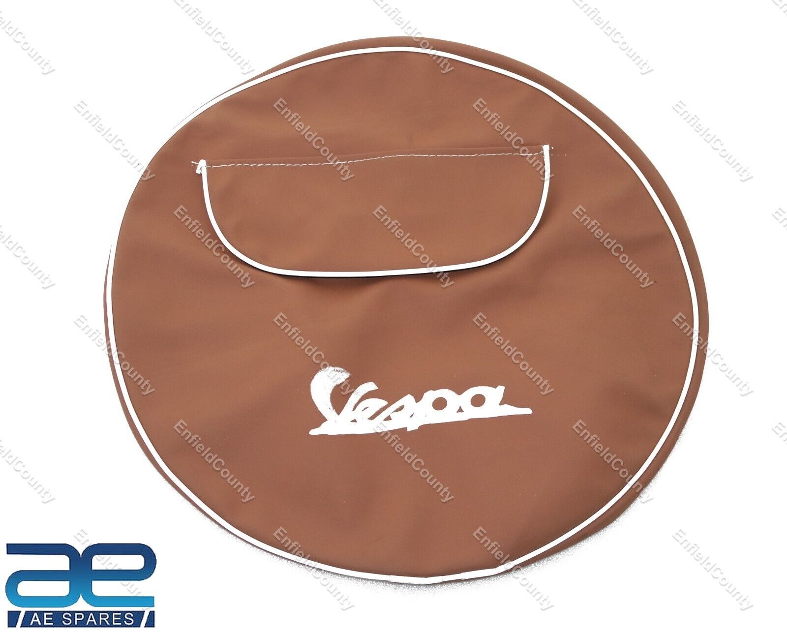 Vespa Tan Color 10" Inch Spare Stepney Wheel Cover With Pocket  