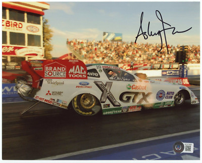 Ashley Force Signed 8x10 Photo (Beckett) Funny Car Drag Racing 2008 Catrol GTX