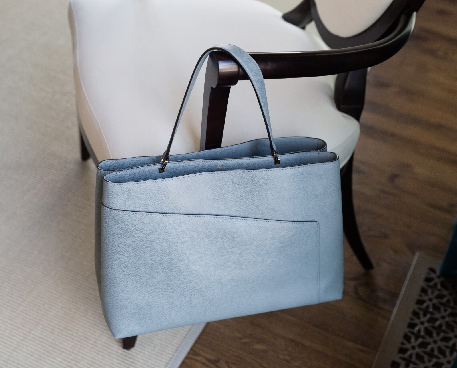 【VALEXTRA】 TOTE SHOULDER BAG Valextra Twist Leather Blue Tote Handbag Medium Shoulder bag