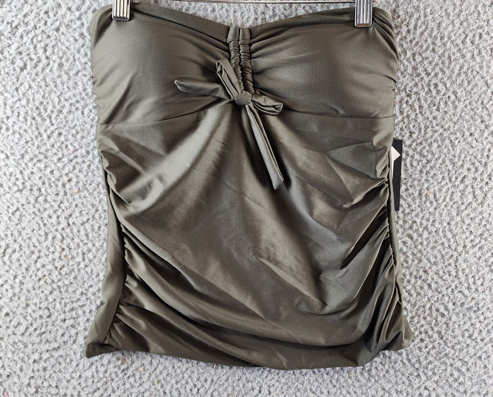 DKNY Bandeau Bow Tankini Top Women's XS Moss Solid Sleeveless Pullover - Picture 2 of 15
