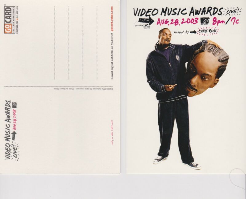 Snoop Dogg Video Music Awards 2003 Promo Glossy 4" x 6" Card. unused sharp s