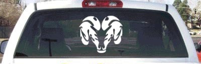 FGD Ram Head Vinyl Rear Window Decal in White 12'' x 10''