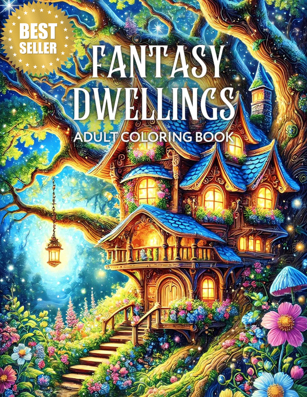 Fantasy Dwellings Adult Coloring Book: Magical Designs of Whimsical Homes for Re