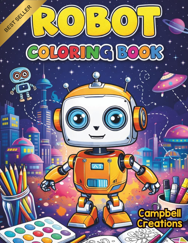 Robot Coloring Book: Detailed Coloring Book for Boys