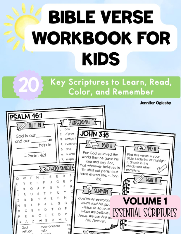 Bible Verse Workbook for Kids Ages 8-12: 20 Key Scriptures to Learn, Read, Color