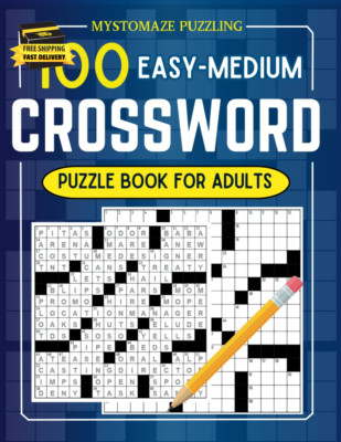 100 Easy - Medium Puzzle Crossword Puzzle Book for Adults: Large Print Crossword