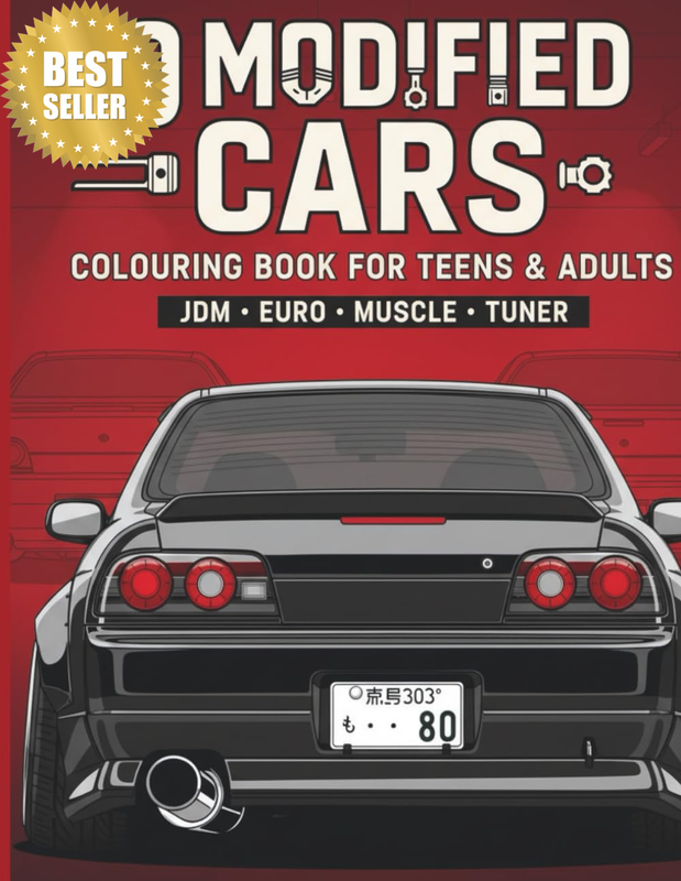 50 Modified Cars Coloring Book: Relaxing Coloring Book with JDM Drift, Classic R
