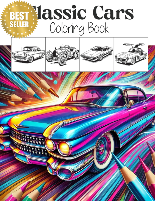 Classic Cars Coloring Book: a Collection of 40 Cool Vintage Cars | Relaxing Colo