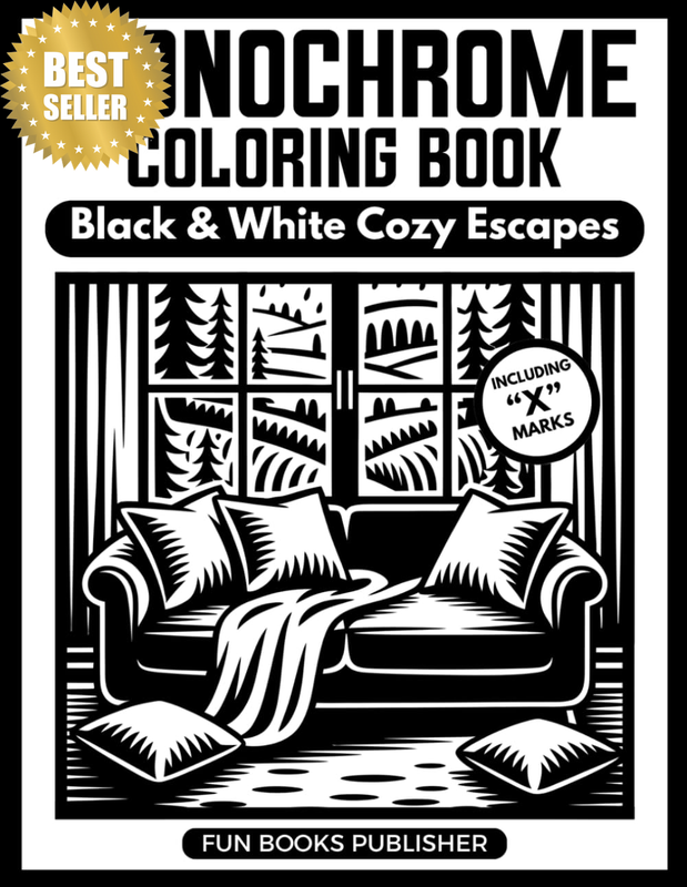 Monochrome Coloring Book – Power of Black & White Art Therapy: One-Color Masterp