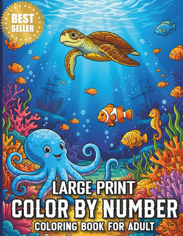 Large Print Color by Number Coloring Book for Adult: Simple and Bold Color by Nu
