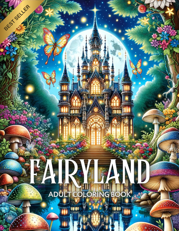 Fairyland Adult Coloring Book – Enchanting Fairies, Fantasy Castles & Magical De