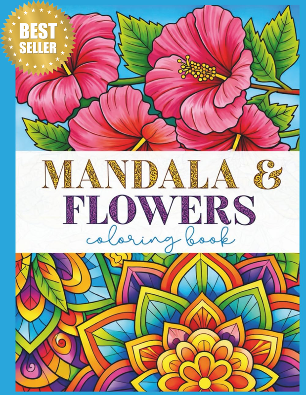 Mandala & Flowers Adult Coloring Book | Stress Relieving & Relaxing Patterns | S
