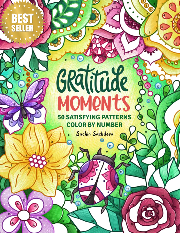 Gratitude Moments Color by Number: 50 Satisfying Patterns Coloring Book for Adul