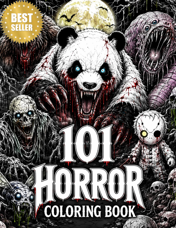 101 Horror Coloring Book: 101 Scary Coloring Pages for Adults with Creepy Monste