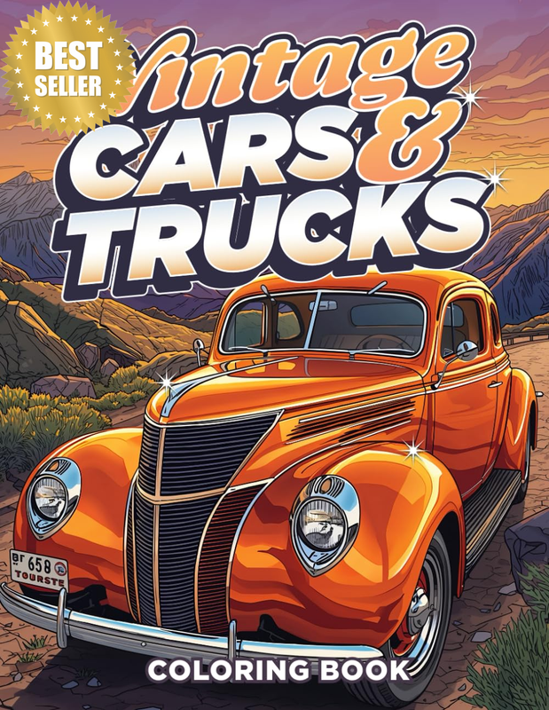 Vintage Cars and Trucks a Coloring Book for Adults and Children: Muscle Cars Cla