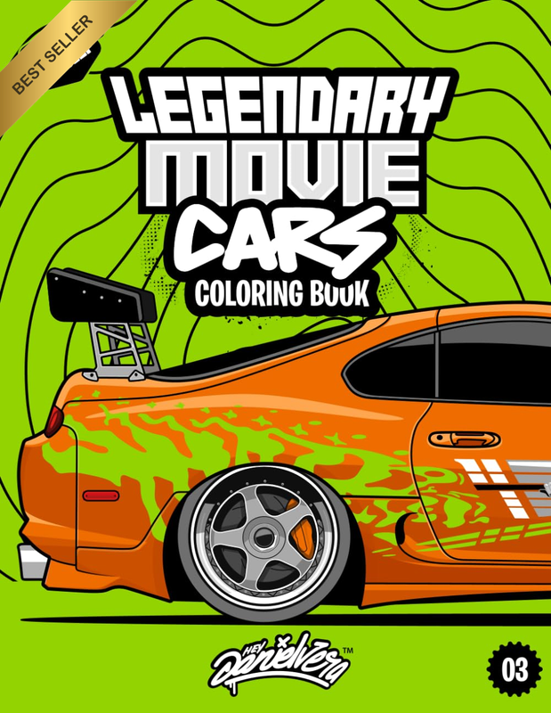 Legendary Movie Cars Coloring Book: Fun Automotive Adventure with 45 Coloring Pa