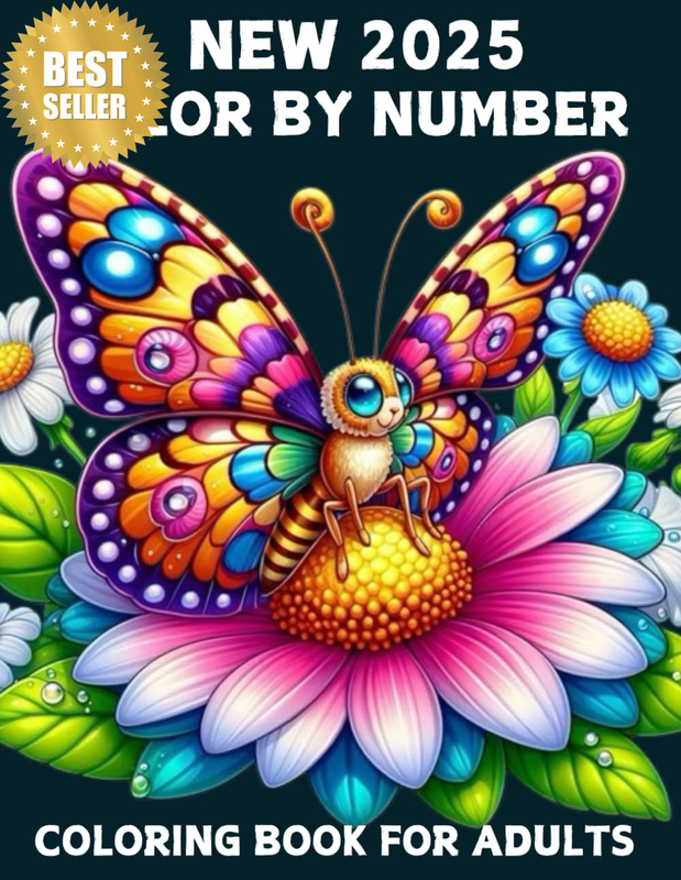 2025 New Color by Number Coloring Book for Adult: Large Print Beautiful Birds, F