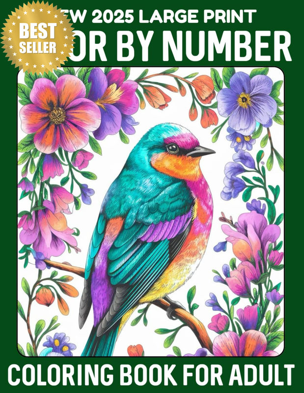 New 2025 Large Print Color by Number Coloring Book for Adult: Color by Number Co