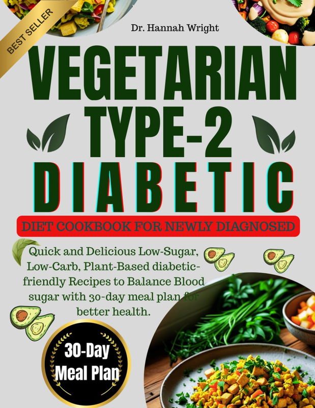 Vegetarian Type-2 Diabetic Diet Cookbook Low Sugar Plant-Based Recipes with 30-D