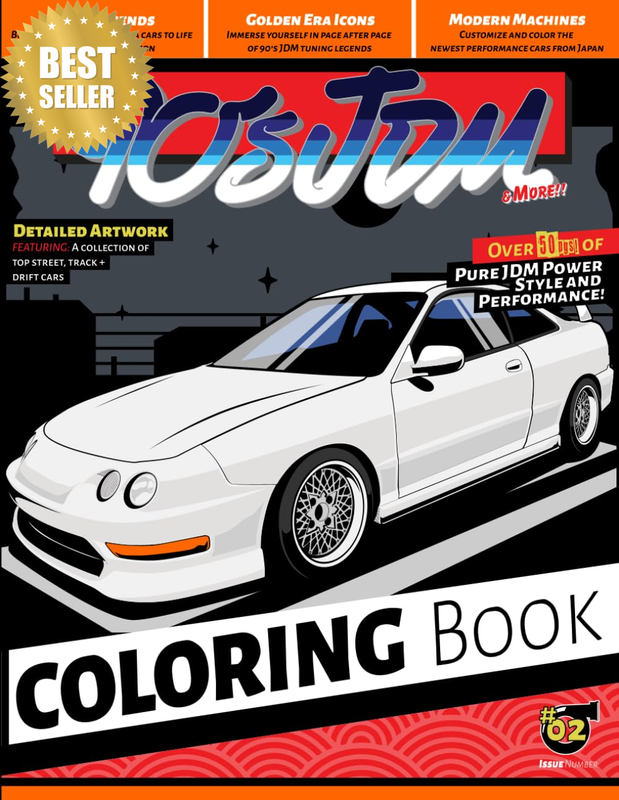 90S JDM Car Coloring Book: Volume 2 Modified Japanese Sports Car Illustrations -