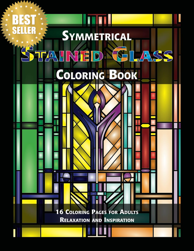Symmetrical Stained Glass Coloring Book: 16 Coloring Pages for Adults Relaxation