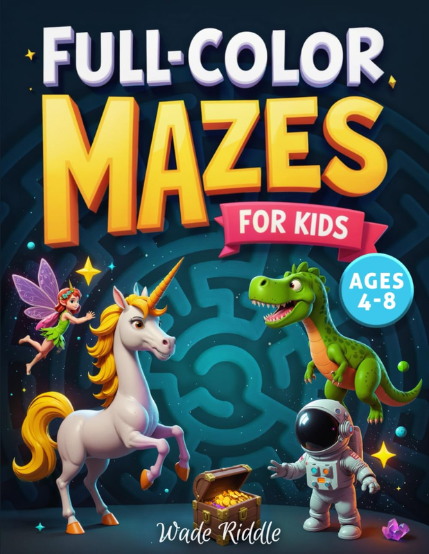 Full-Color Mazes for Kids Ages 4-8: Beautifully Illustrated and Colorful Maze Bo