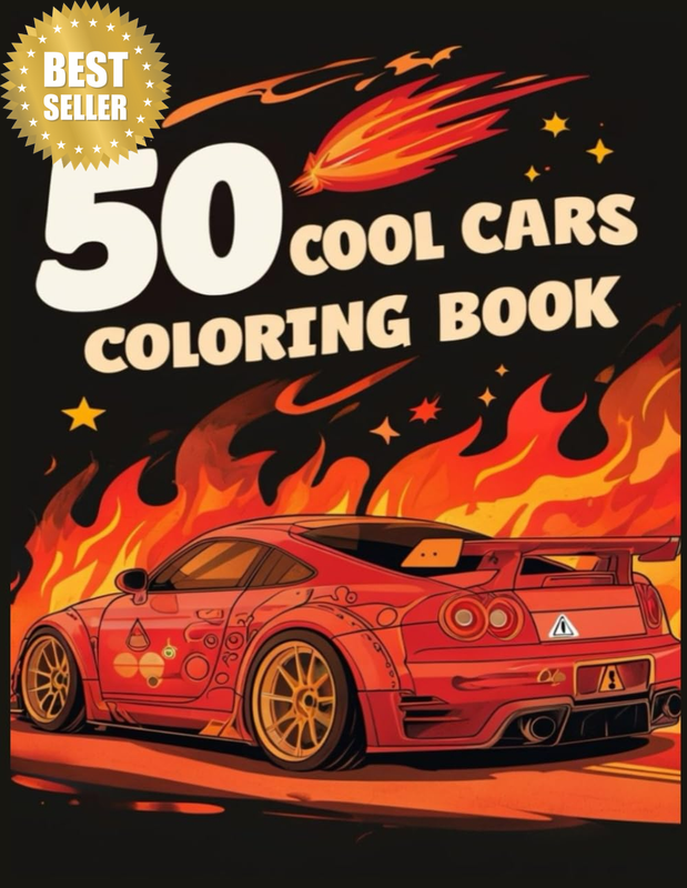 50 Cool Cars Coloring Book for Adults: a Collection of Muscle Cars, Sports Cars