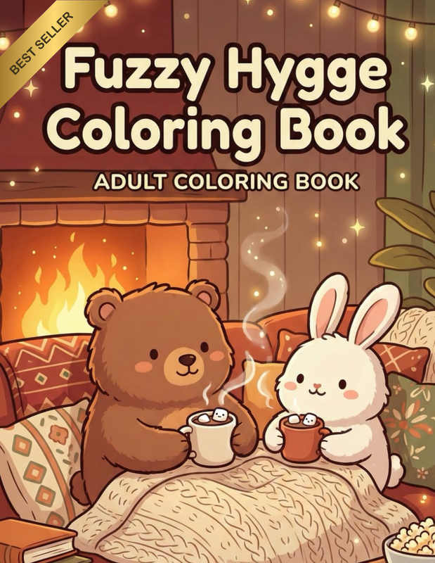 Fuzzy Hygge Coloring Book: Cute & Cozy Fuzzy Animal Friends for Stress Relief