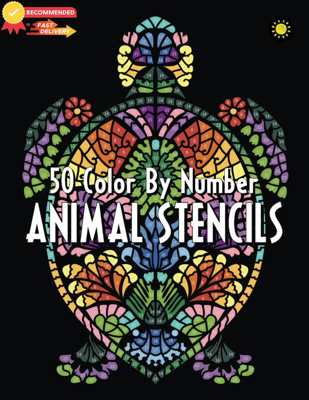 Animal Stencils Color by Number Coloring Book for Adults Stress Relief
