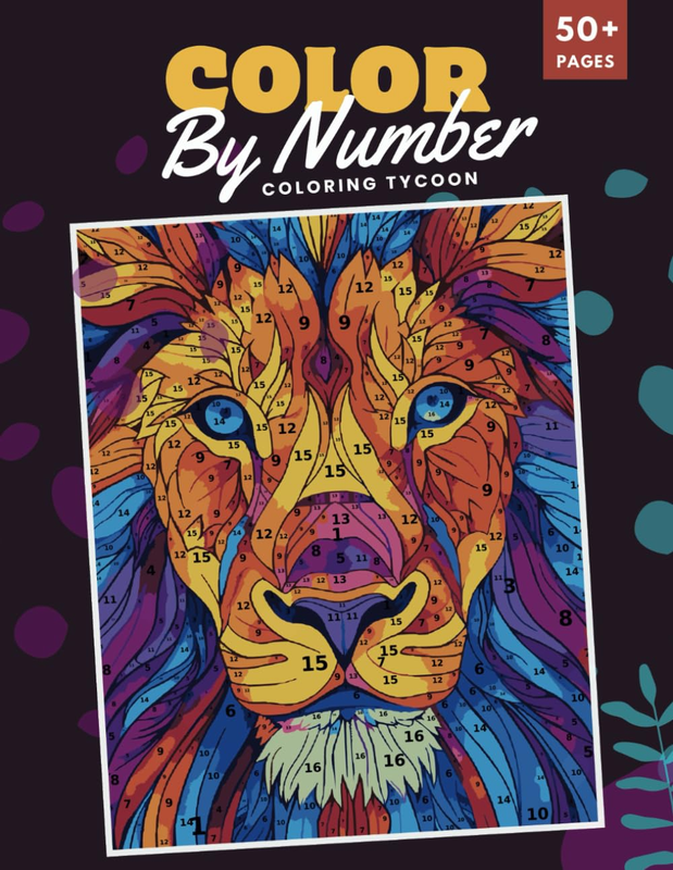 Color By Numbers Coloring Book for Adults – 50+ Relaxing Patterns, Animals, Mand