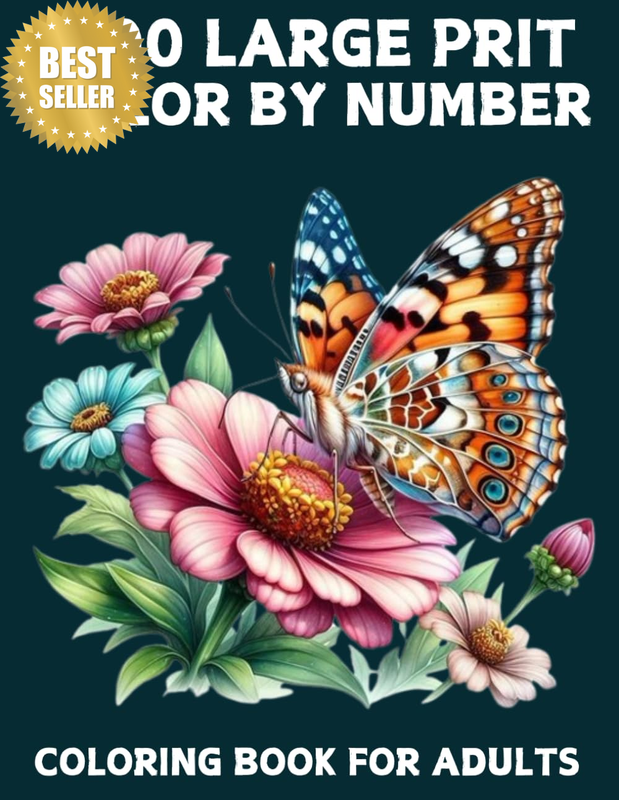 Large Print 100 Color by Number Coloring Book for Adults: Large Print 100 Page L