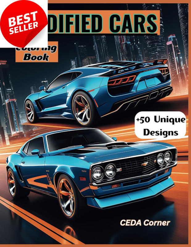 Modified Cars Coloring Book for Adults: 50+ JDM, Muscle, Sport & Classic Cars