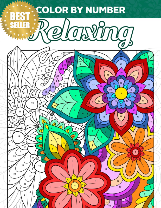 Color by Number Relaxing: Coloring Book of Beautiful Patterns, Soothing Flowers,