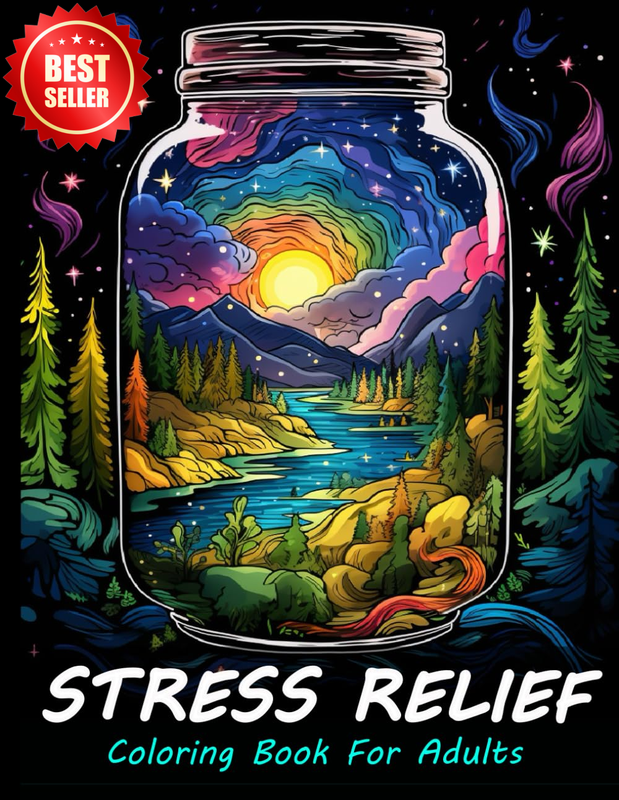Stress Relief Coloring Book Adults Large Print 50 Designs Relaxing PAPERBACK US